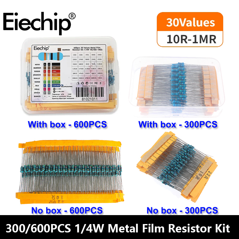 Resistor Kit 1 4W - 300/600 Stück 1 % Widerstandsset, Widerstand