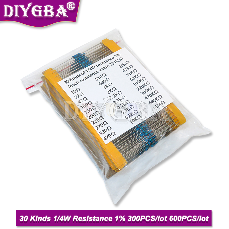 Resistor Kit 1 4W - 600 Teile/satz 30 Arten 1/4 W