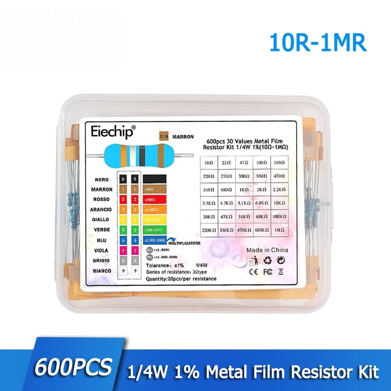 Resistor Kit 1 4W - 300/600 Stück 1/4W Metallfilm-Widerstand-Kit Widerstand 1%