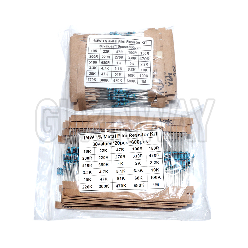 30-Werte-Packung, sortiertes K – Resistor Kit 1 4W Bewertung und Preis