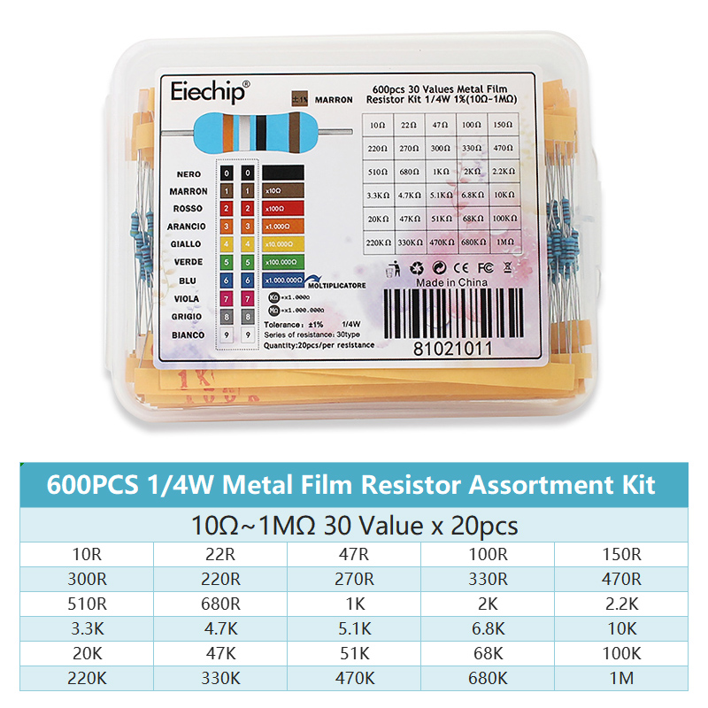 300/600 Stück 1/4W Metallfilm- – Resistor Kit 1 4W Bewertung und Preis