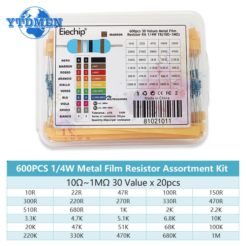 300–600 Stück 1/4 W Metallschi – Resistor Kit 1 4W Bewertung und Preis