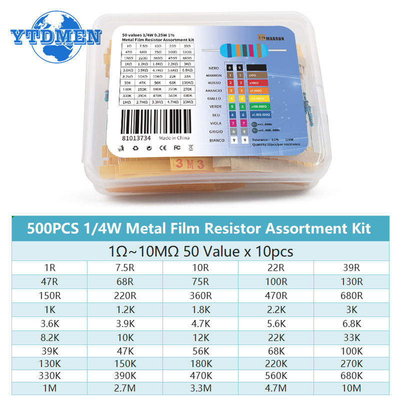300–600 Stück 1/4 W Metallschi – Resistor Kit 1 4W Bewertung und Preis