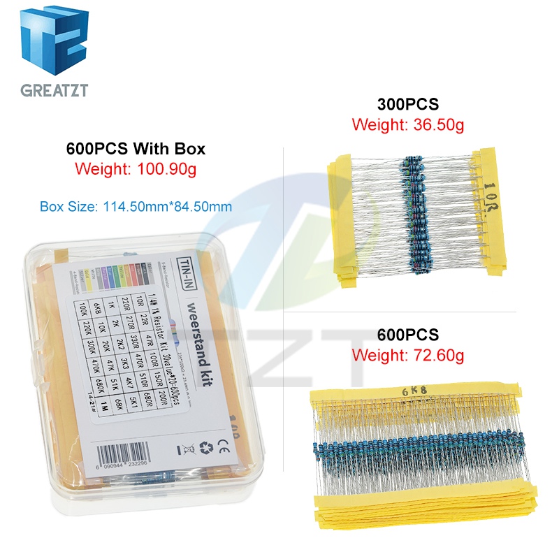 GREATZT 600 Stück/Set 30 Arten – Resistor Kit 1 4W Bewertung und Preis